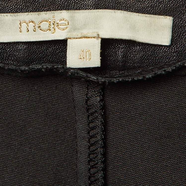 Pre Owned Maje Black Leather Smart Skinny Pants M