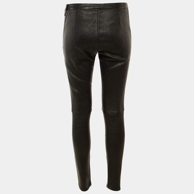 Pre Owned Maje Black Leather Smart Skinny Pants M