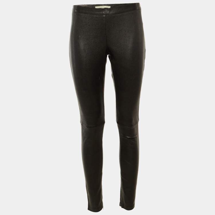 Pre Owned Maje Black Leather Smart Skinny Pants M