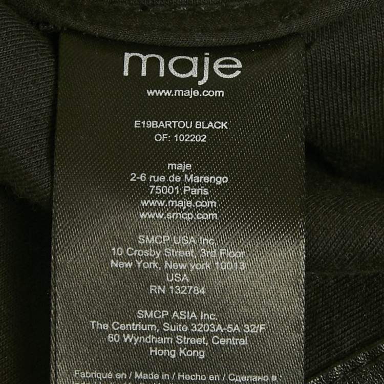 Pre Owned Maje Black Leather Zip-Up Crop Jacket S