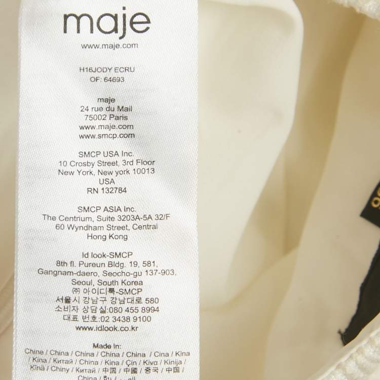 Pre Owned Maje Cream Jacquard Ruffled Mini Skirt S