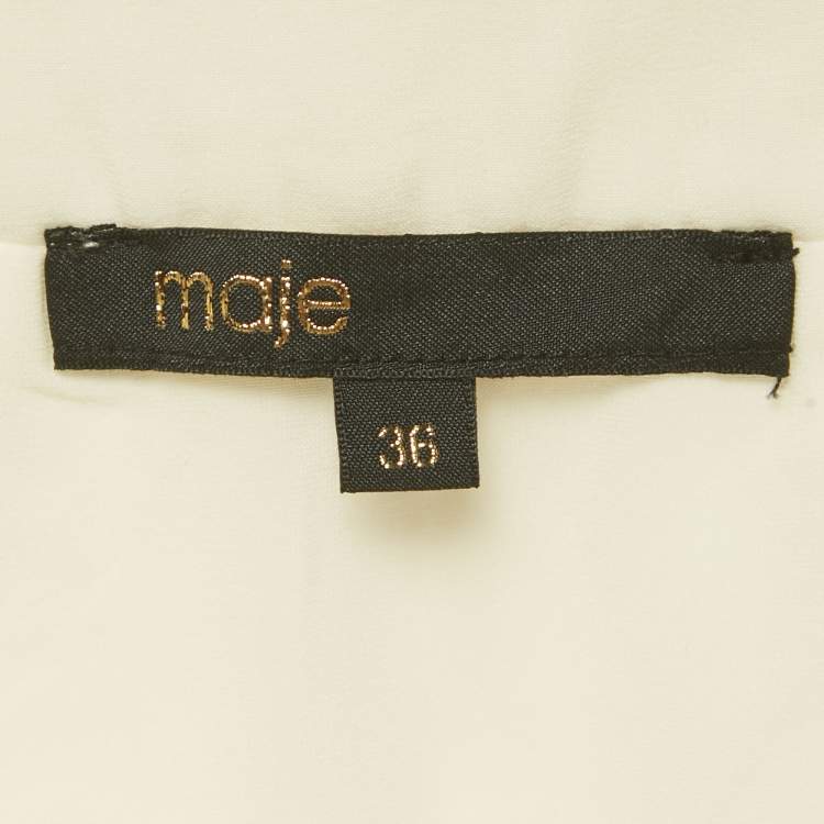 Pre Owned Maje Cream Jacquard Ruffled Mini Skirt S