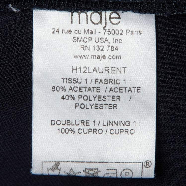 Pre Owned Maje Navy Blue Crepe Laurent Pleated Trousers M