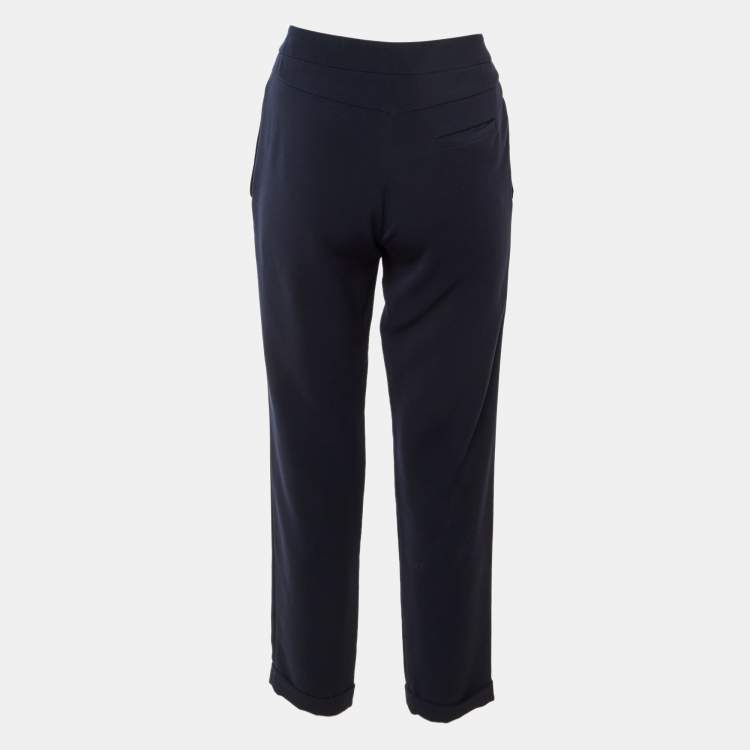 Pre Owned Maje Navy Blue Crepe Laurent Pleated Trousers M