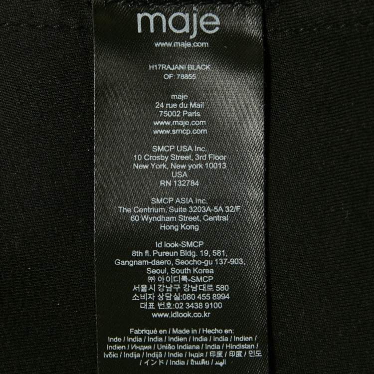 Pre Owned Maje Black Leather Buttoned Mini Dress S