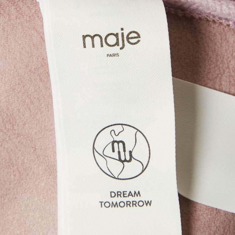 Pre Owned Maje Purple Faux Shearling and Rib Knit Jacket S