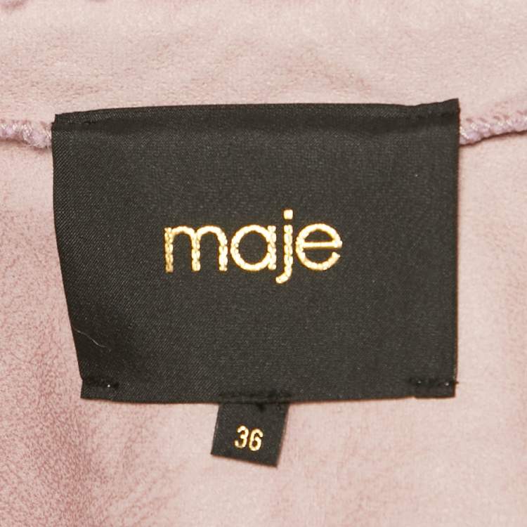 Pre Owned Maje Purple Faux Shearling and Rib Knit Jacket S