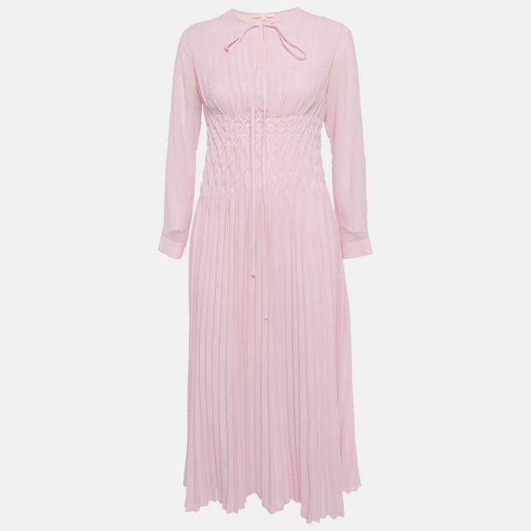 Pre Owned Maje Lilac Crepe Pleated Rocket Midi Dress S