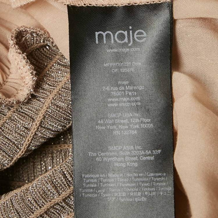 Pre Owned Maje Multicolor Lamé Tiered Midi Dress S