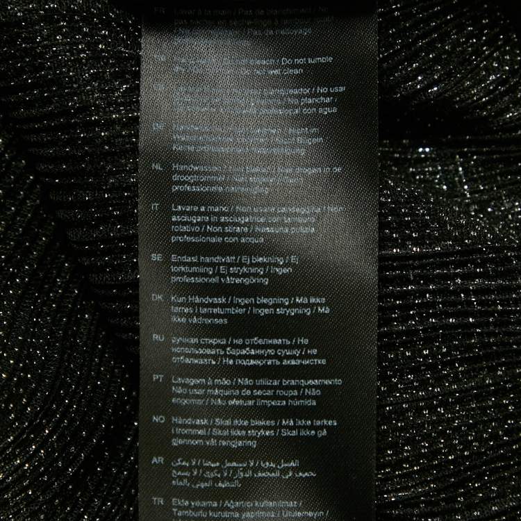 Pre Owned Maje Black /Sliver Metallic Plunge Neck Mini Dress M