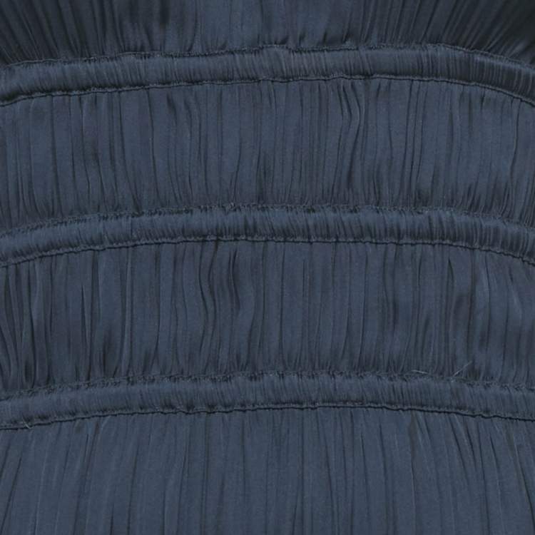 Pre Owned Maje Navy Blue Satin Ruffled Mini Dress S