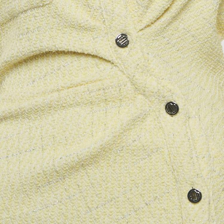 مملوكة مسبقًا Maje Yellow Lurex Tweed Asymmetrical Mini Dress M
