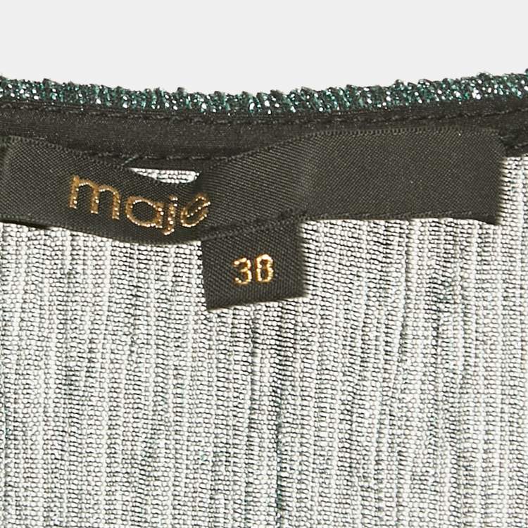 Pre Owned Maje Green Lurex Tiered Maxi Dress M