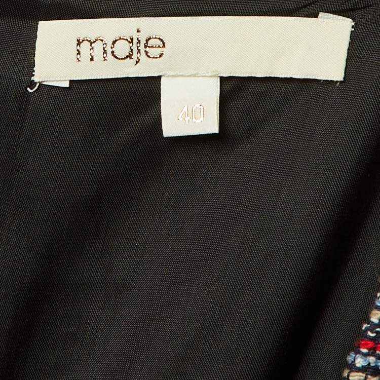 مملوكة مسبقًا Maje Navy Blue Tweed Patelle Sleeveless Jumpsuit M