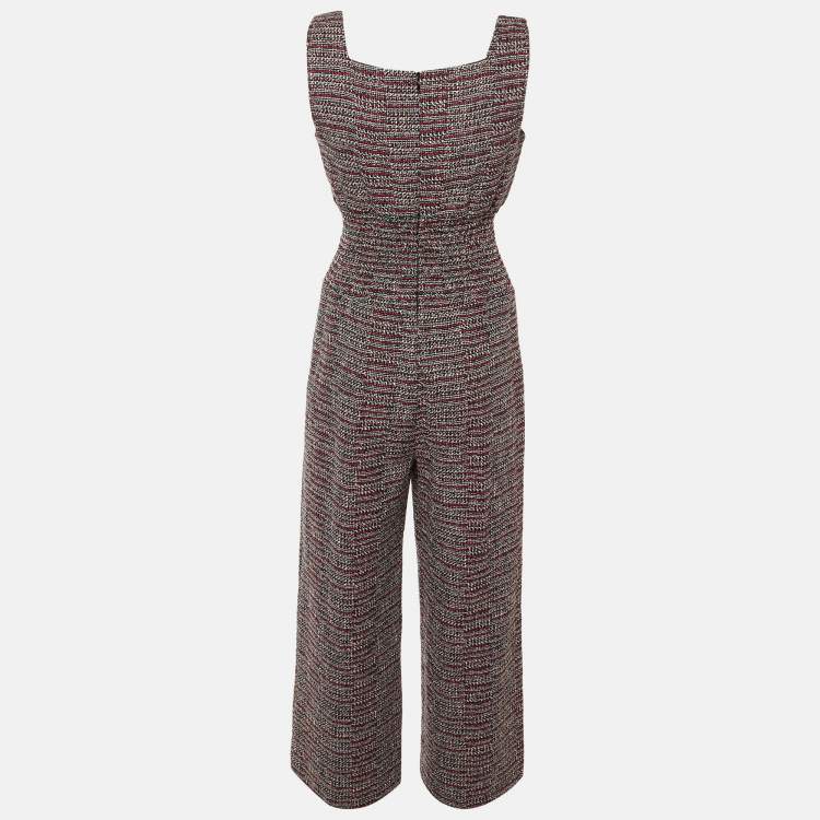 مملوكة مسبقًا Maje Navy Blue Tweed Patelle Sleeveless Jumpsuit M