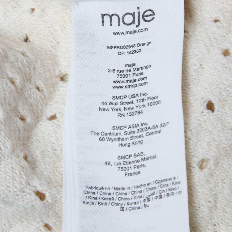 Pre Owned Maje Orange/White Crochet Mini Dress S