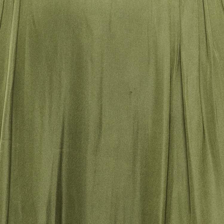 Pre Owned Maje Olive Green Satin Rune Cutout Midi Dress S
