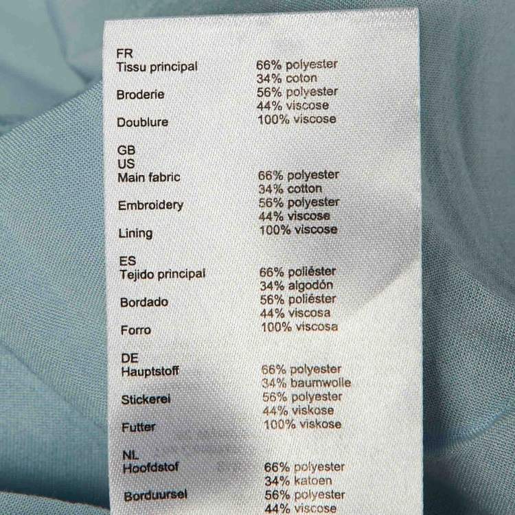 مملوكة مسبقًا Maje Light Blue Embroidered Detail Cotton Blend Pleated River Dress S