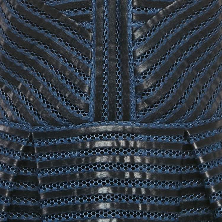 Pre Owned Maje Navy Blue Mesh Rosemount Mini Dress L