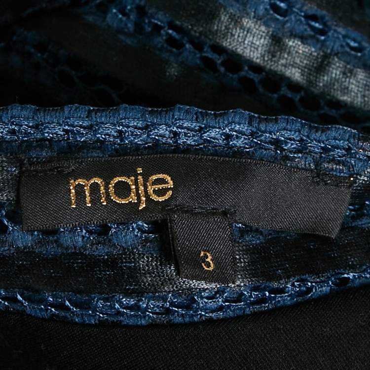 Pre Owned Maje Navy Blue Mesh Rosemount Mini Dress L