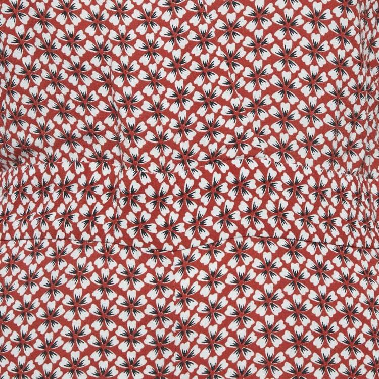 Pre Owned Maje Red Floral Printed Crepe Playsuit M