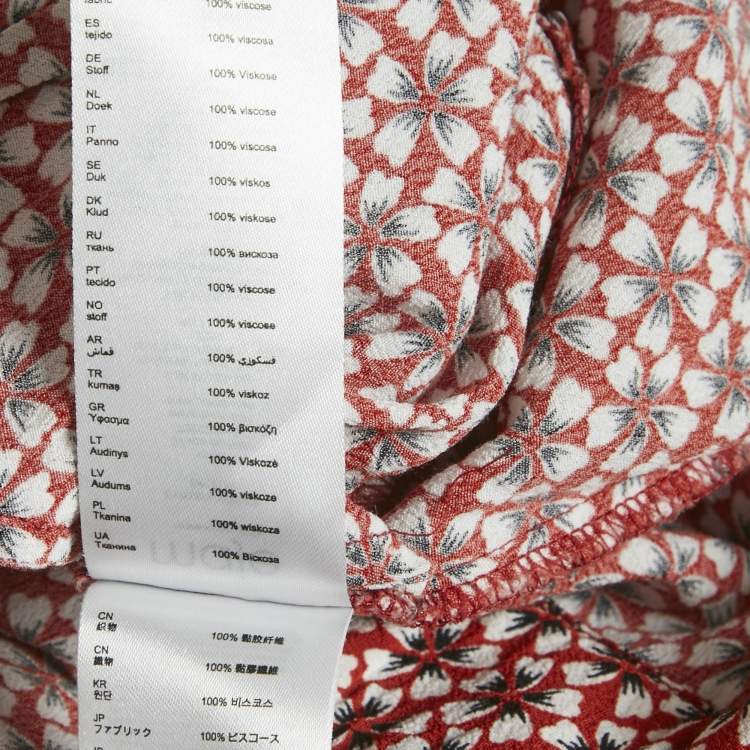 Pre Owned Maje Red Floral Printed Crepe Playsuit M