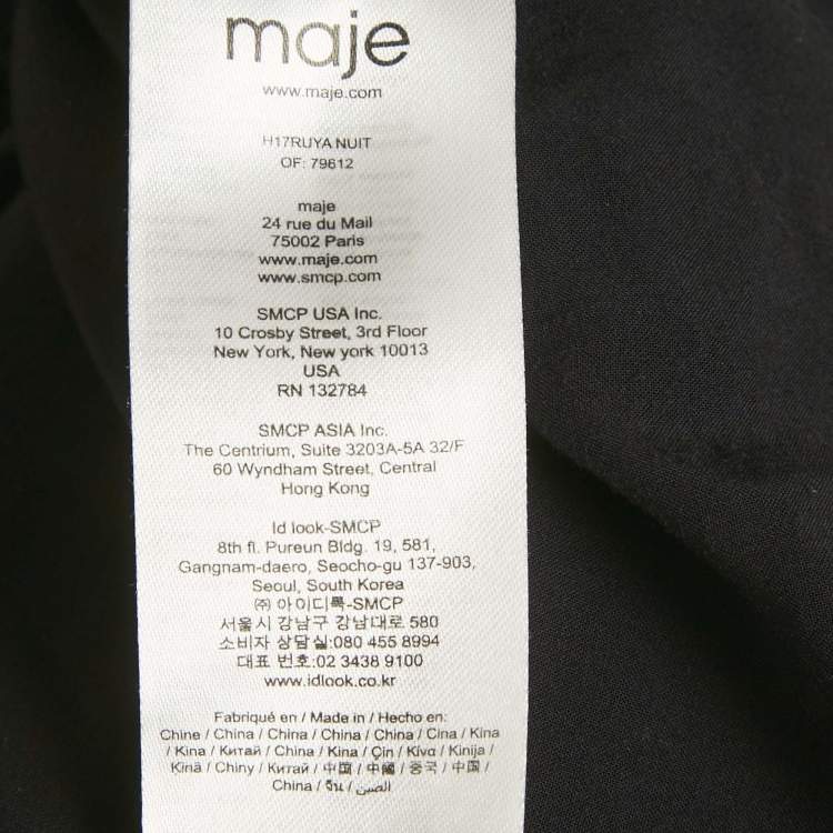 Pre Owned Maje Blak Crepe Cutwork Lace Detail Mini Dress S