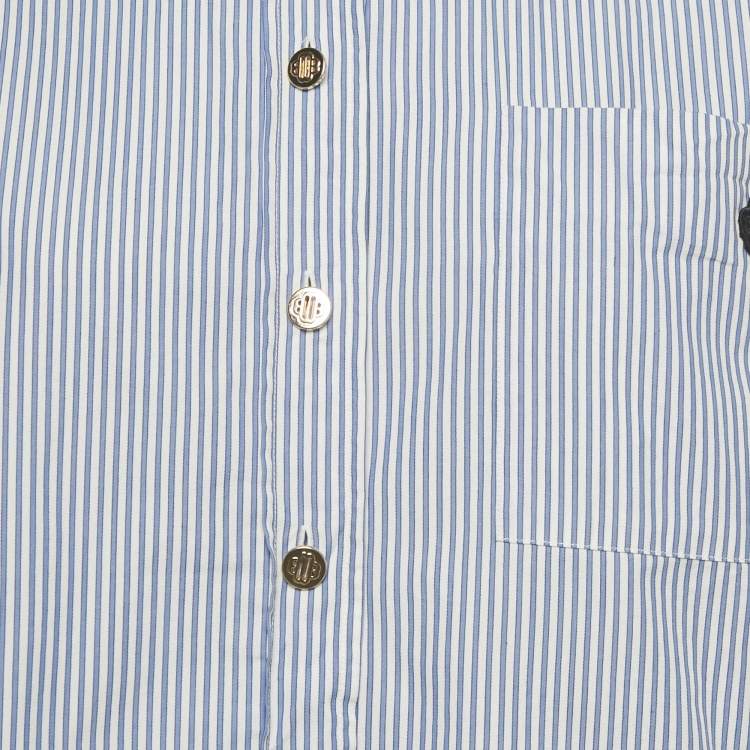 Pre Owned Maje Blue Striped Cotton Cimia Cropped Shirt S