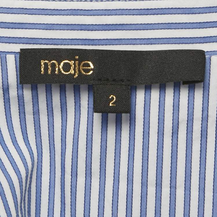 Pre Owned Maje Blue Striped Cotton Cimia Cropped Shirt S
