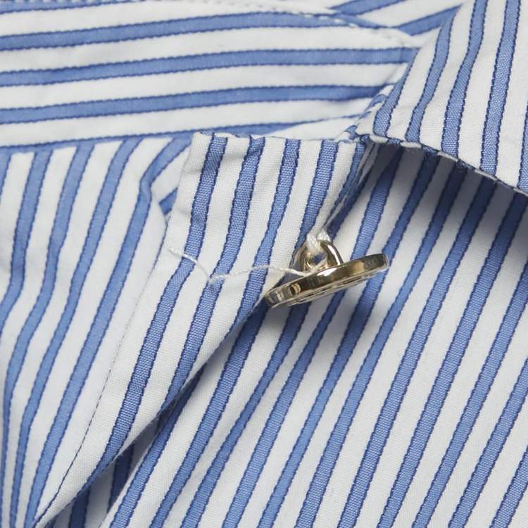 Pre Owned Maje Blue Striped Cotton Cimia Cropped Shirt S