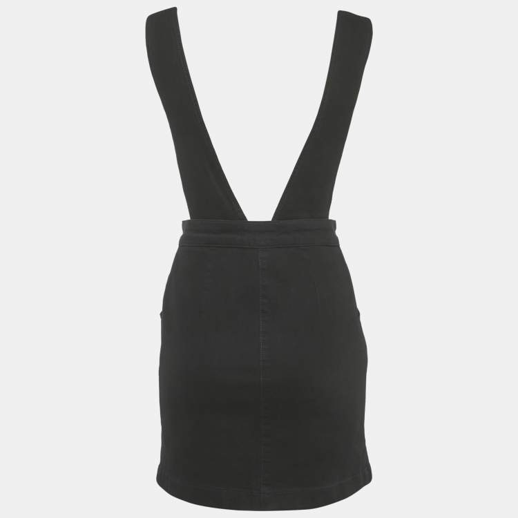 Pre Owned Maje Black Denim Strap Detail Ritana Mini Skirt S