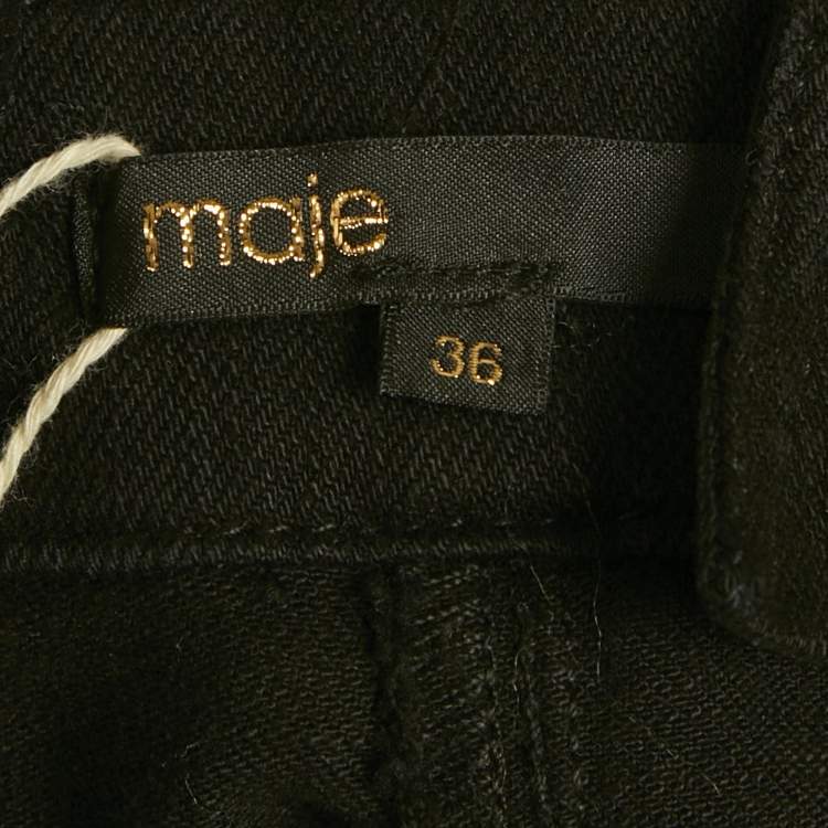 Pre Owned Maje Black Denim Strap Detail Ritana Mini Skirt S