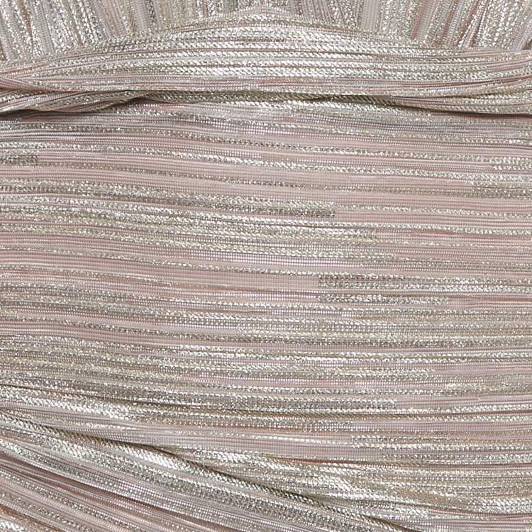 Pre Owned Maje Pink Metallic Lurex Knit Draped V-Neck Mini Dress L