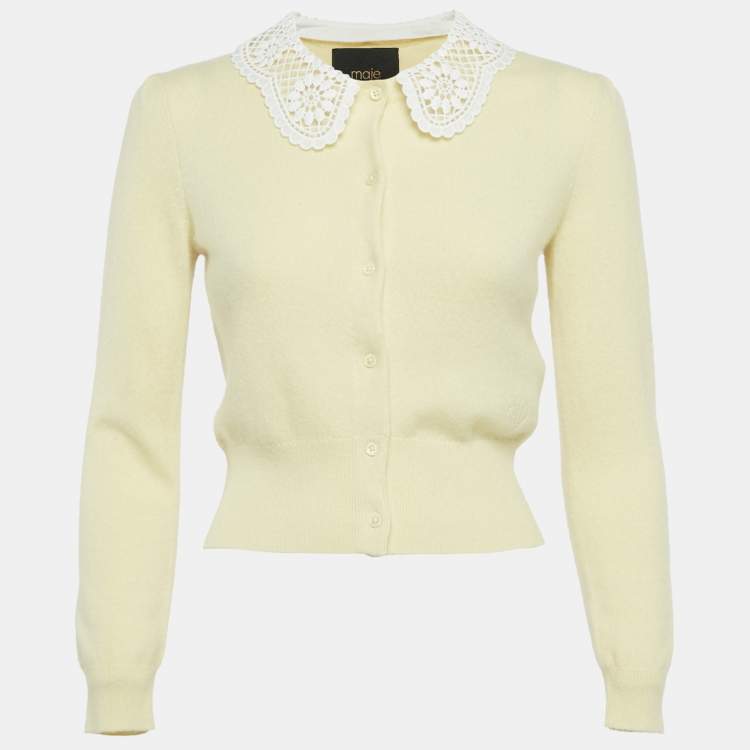 Pre Owned Maje Yellow Cashmere Buttoned Cardigan S
