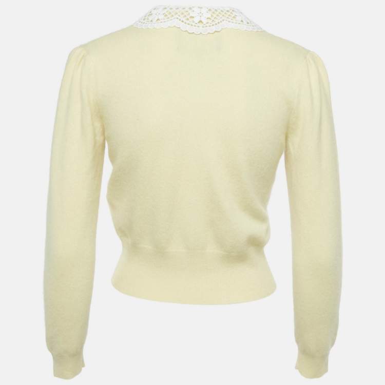 Pre Owned Maje Yellow Cashmere Buttoned Cardigan S