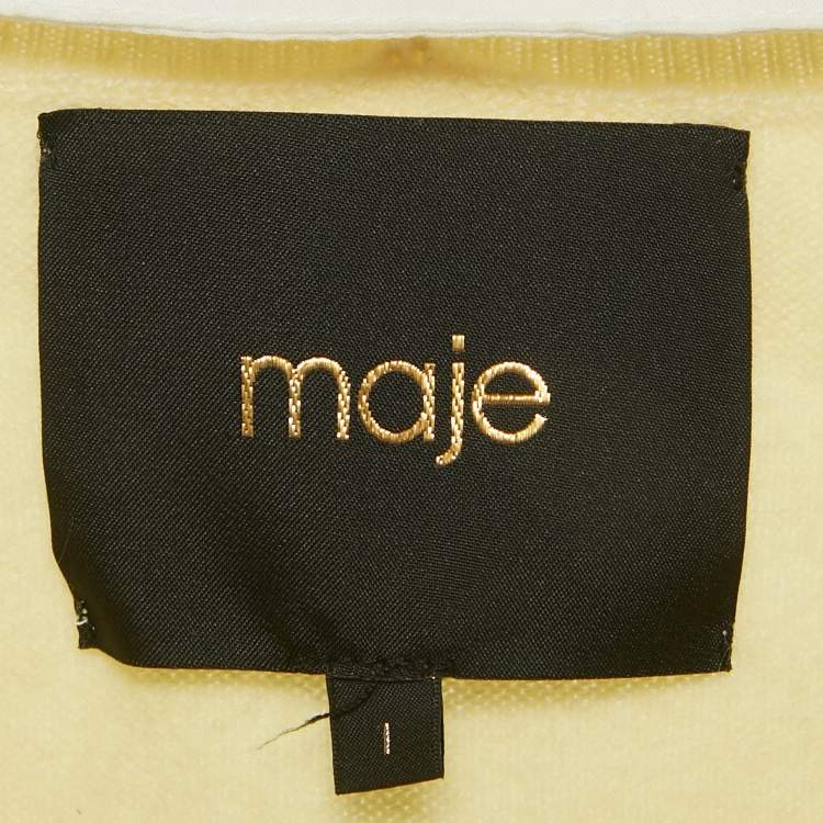 Pre Owned Maje Yellow Cashmere Buttoned Cardigan S