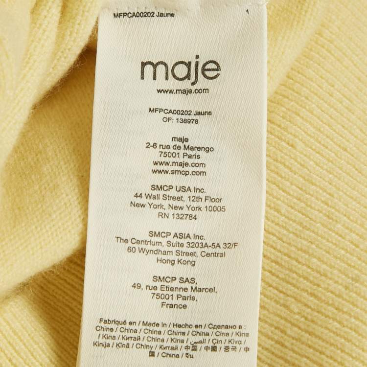 Pre Owned Maje Yellow Cashmere Buttoned Cardigan S