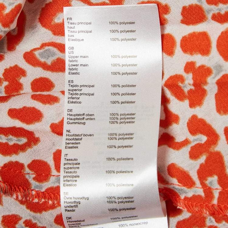 Pre Owned Maje Orange Leopard Print Crepe Waist Cut-Out Imprime Dress 