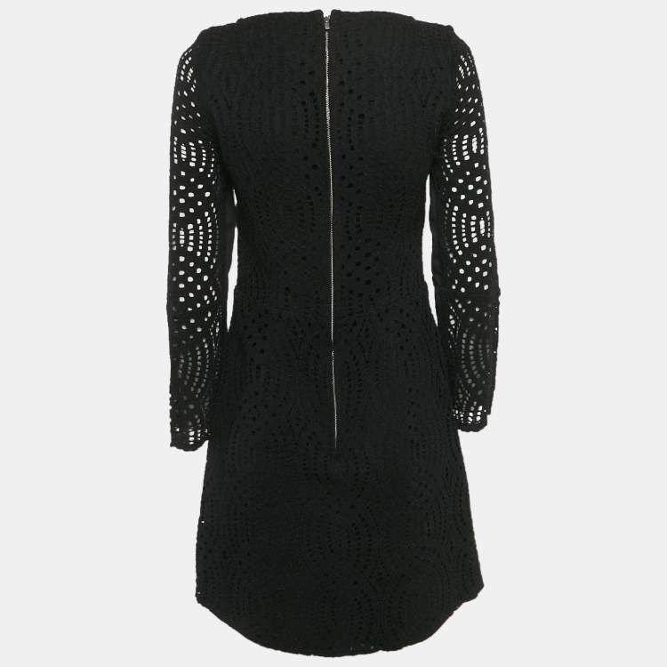 Pre Owned Maje Black Cutwork Lace Mini Dress M