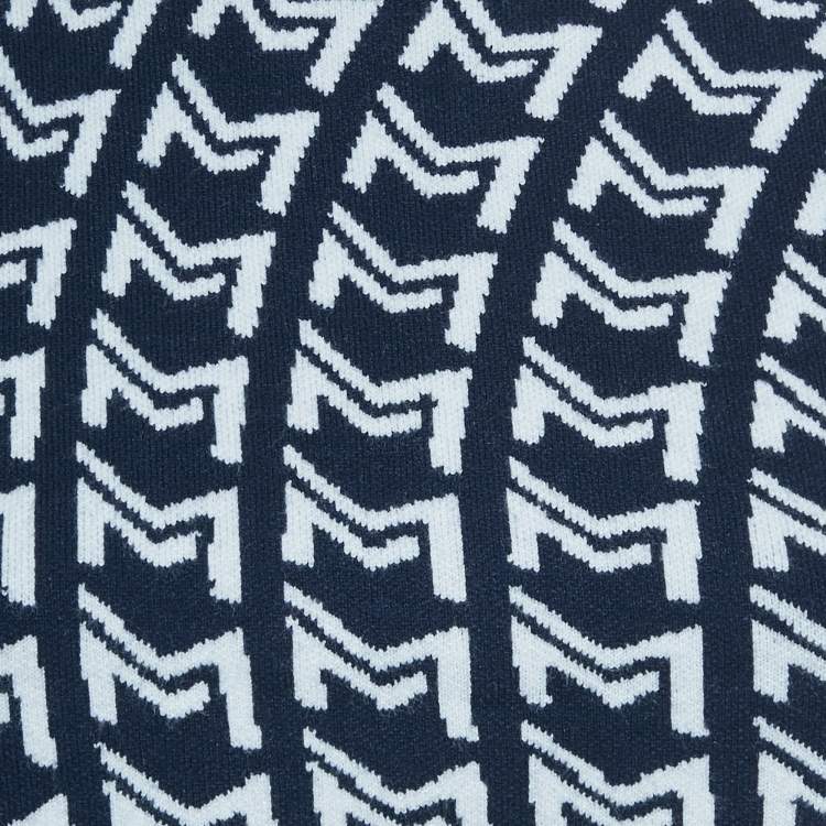 مملوكة مسبقًا Maje Blue Monogram Jacquard Sleeveless Sweater S