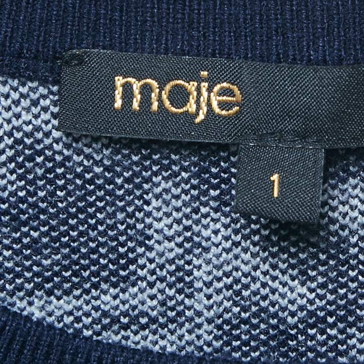 مملوكة مسبقًا Maje Blue Monogram Jacquard Sleeveless Sweater S