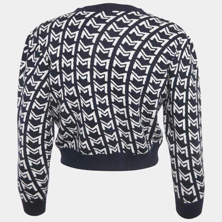 مملوكة مسبقًا Maje Blue Monogram Jacquard Cardigan S