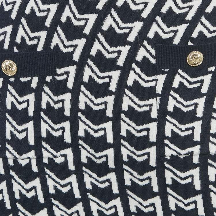 Pre Owned Maje Blue Monogram Jacquard Knit Mini Skirt M