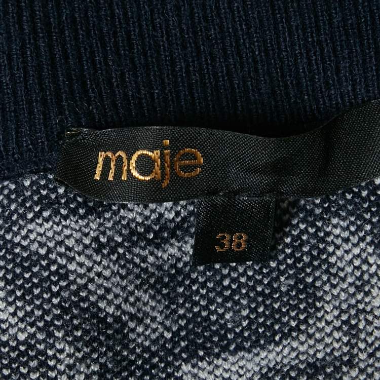 Pre Owned Maje Blue Monogram Jacquard Knit Mini Skirt M