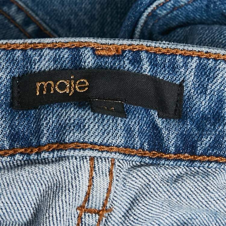 Pre Owned Maje Blue Denim Straight Leg Jeans S Waist 26"