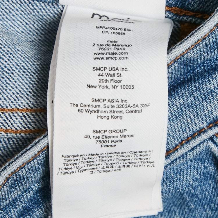 Pre Owned Maje Blue Denim Straight Leg Jeans S Waist 26"
