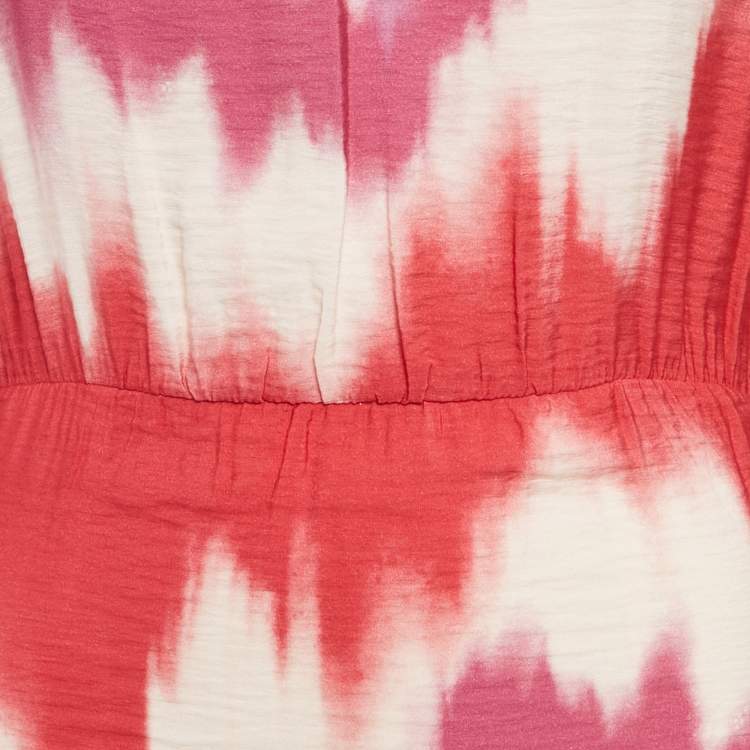 Pre Owned Maje Pink Tie-Dye Print Crepe Ruche Mini Dress S