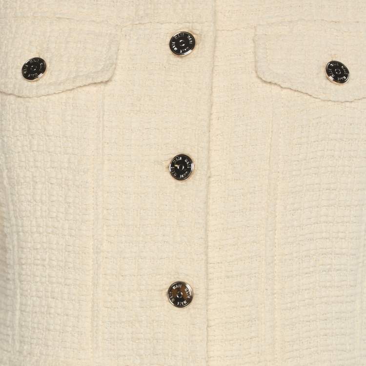 Pre Owned Maje Cream Tweed Mini Dress S