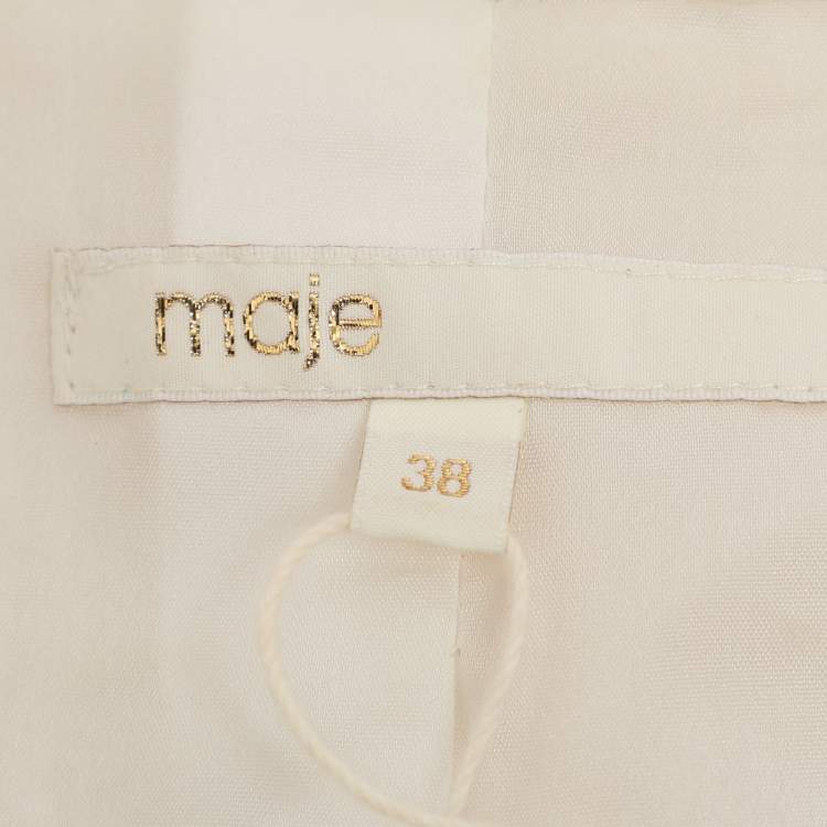 Pre Owned Maje Cream Tweed Mini Dress S