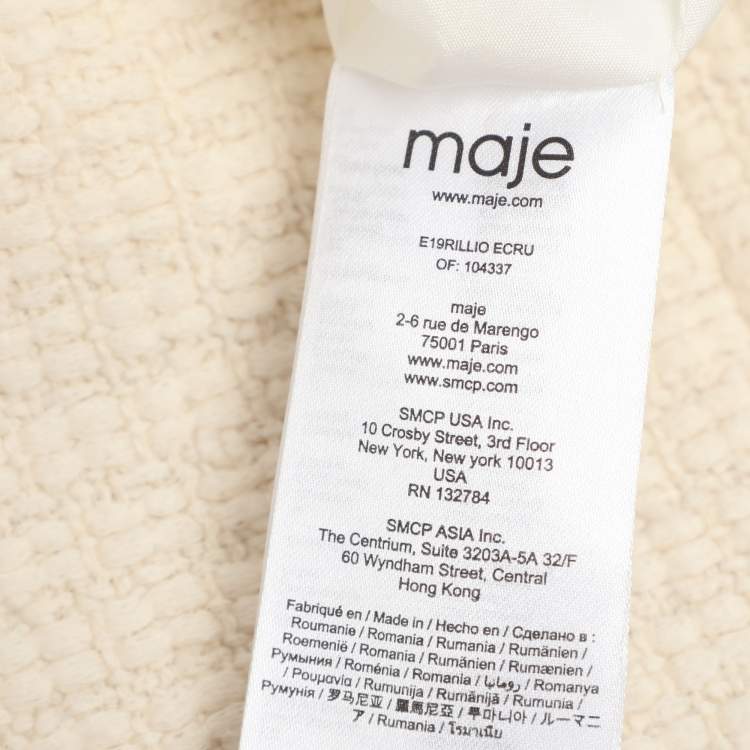 Pre Owned Maje Cream Tweed Mini Dress S